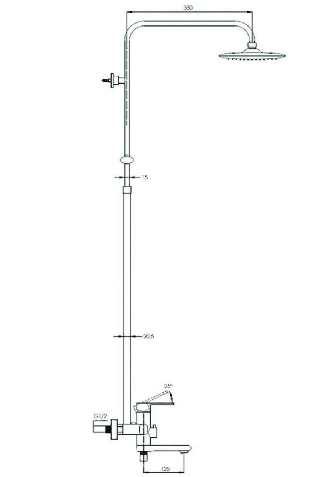 Смеситель для ванны с душем G-lauf NOB16-A128 (D35 с душевой системой керам.вст.перекл.)