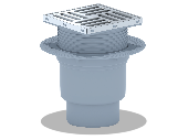 110 Трап вертик. регулируемый, с гидрозатвором, нерж.решетка 150*150 (6) TA1712