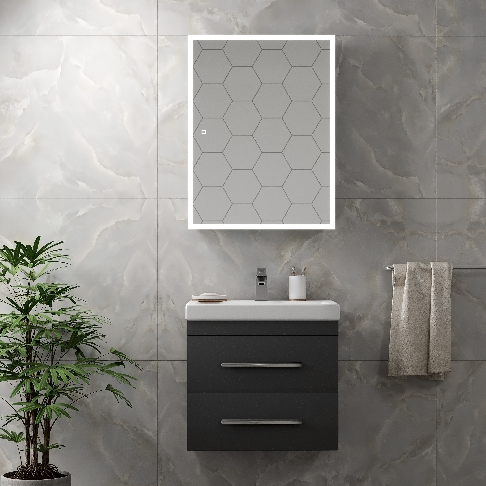 Зеркало-шкаф Reflex LED 600х800 универсальная установка, сенсор