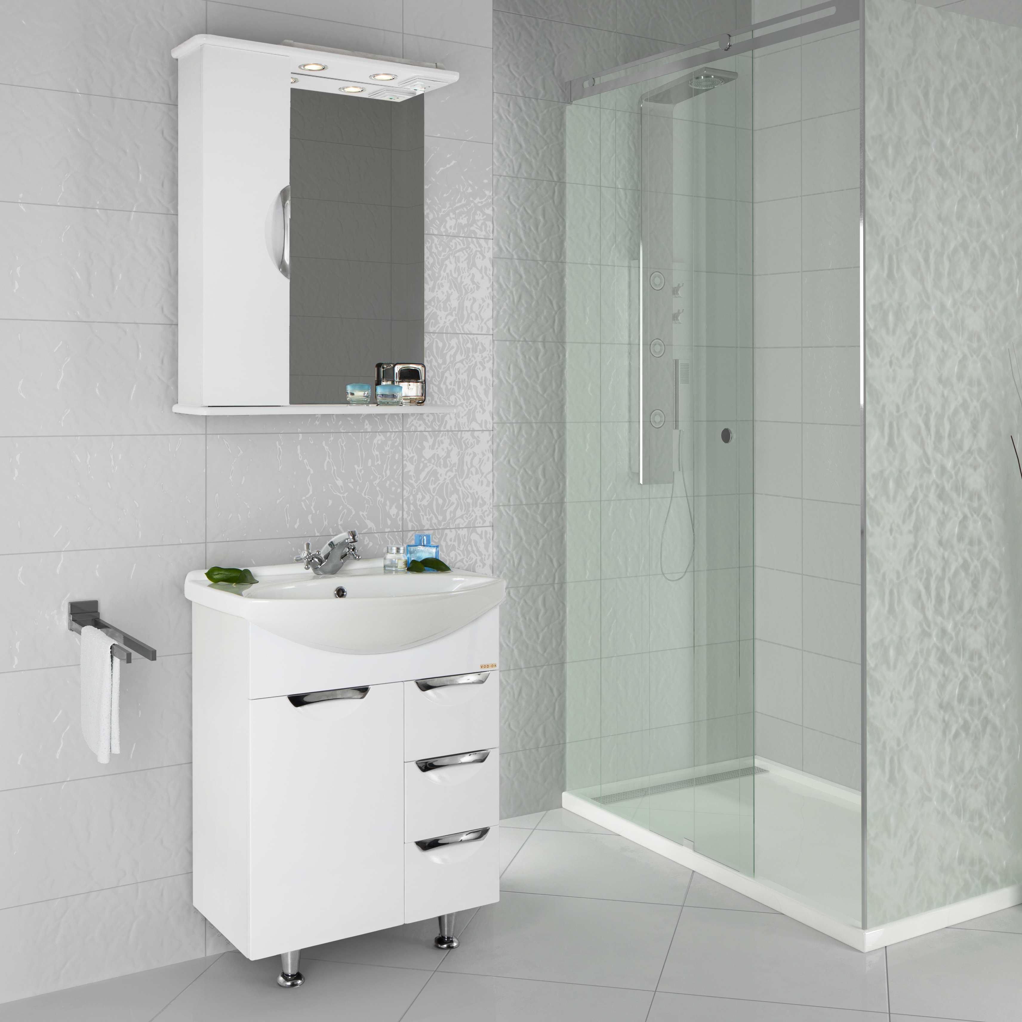 Лира 65/Я Тумба с ящиками+умывальник Лагуна 65.VOD-OK