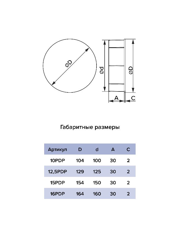 Заглушка пластик D100 ERA 10PDP