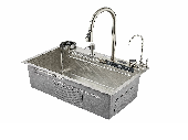 Мойка многофункц. ПРОФСАН PSM-9941ST 750х460х200мм (+кран д/питьев.воды, автом.слив,водопад) СТАЛЬ