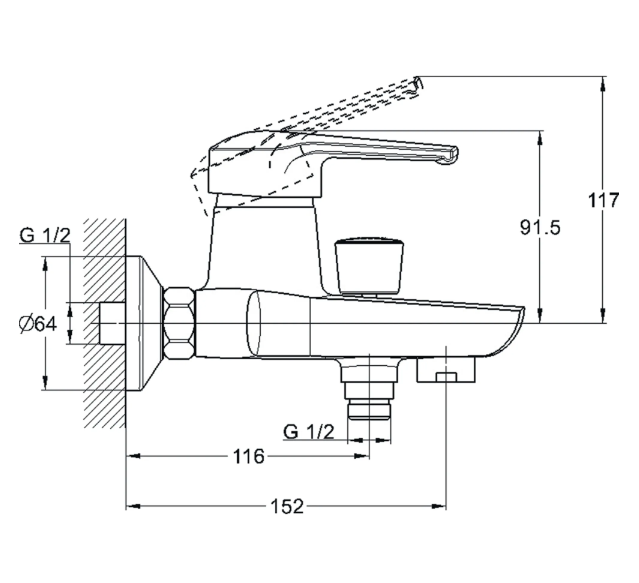 Смеситель для ванны с душем G-lauf LUN3-A031 (D40; с карт. перекл. короткий излив)