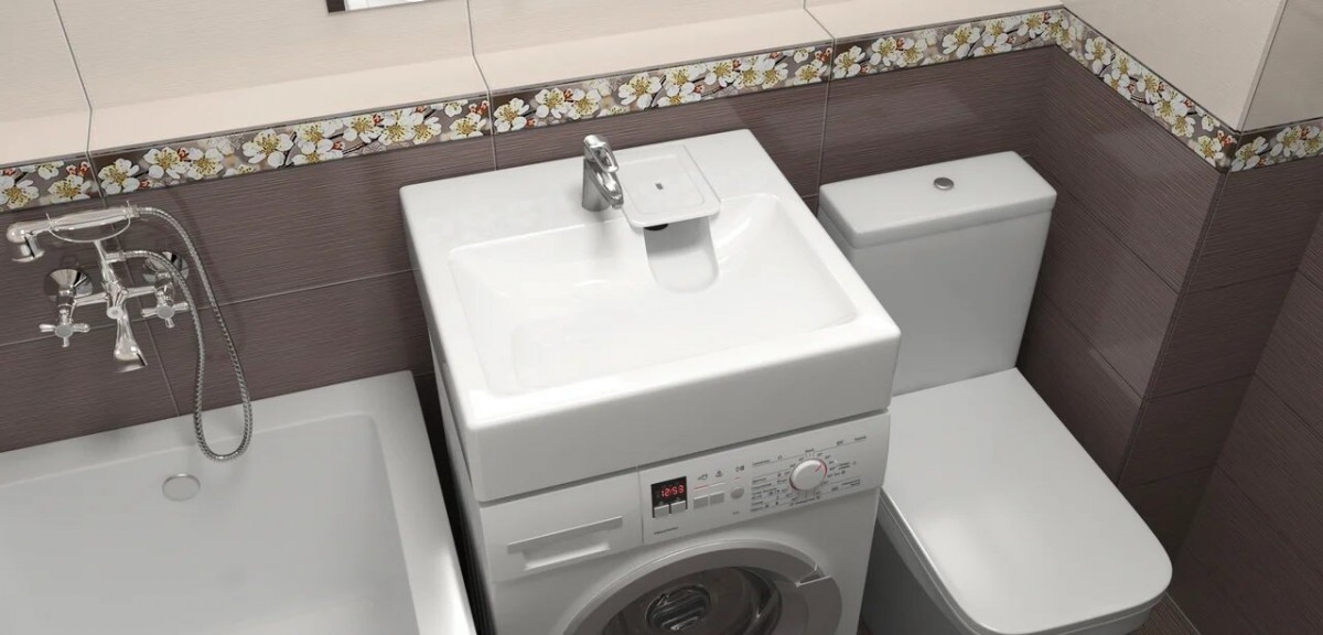 Раковина  над стиральной машиной Монако V51D1(595x595x110)+ кронш.+ сифон GRANIT MARR