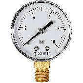 Манометр радиальный. Корпус Dn 80 мм 1/2  , 0...10 бар, кл.2.5 STOUT (SIM-1010-801015)