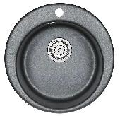 Мойка кухонная кварц GR-4801 ШВАРЦ Granula (мет. сифон), GRANULA