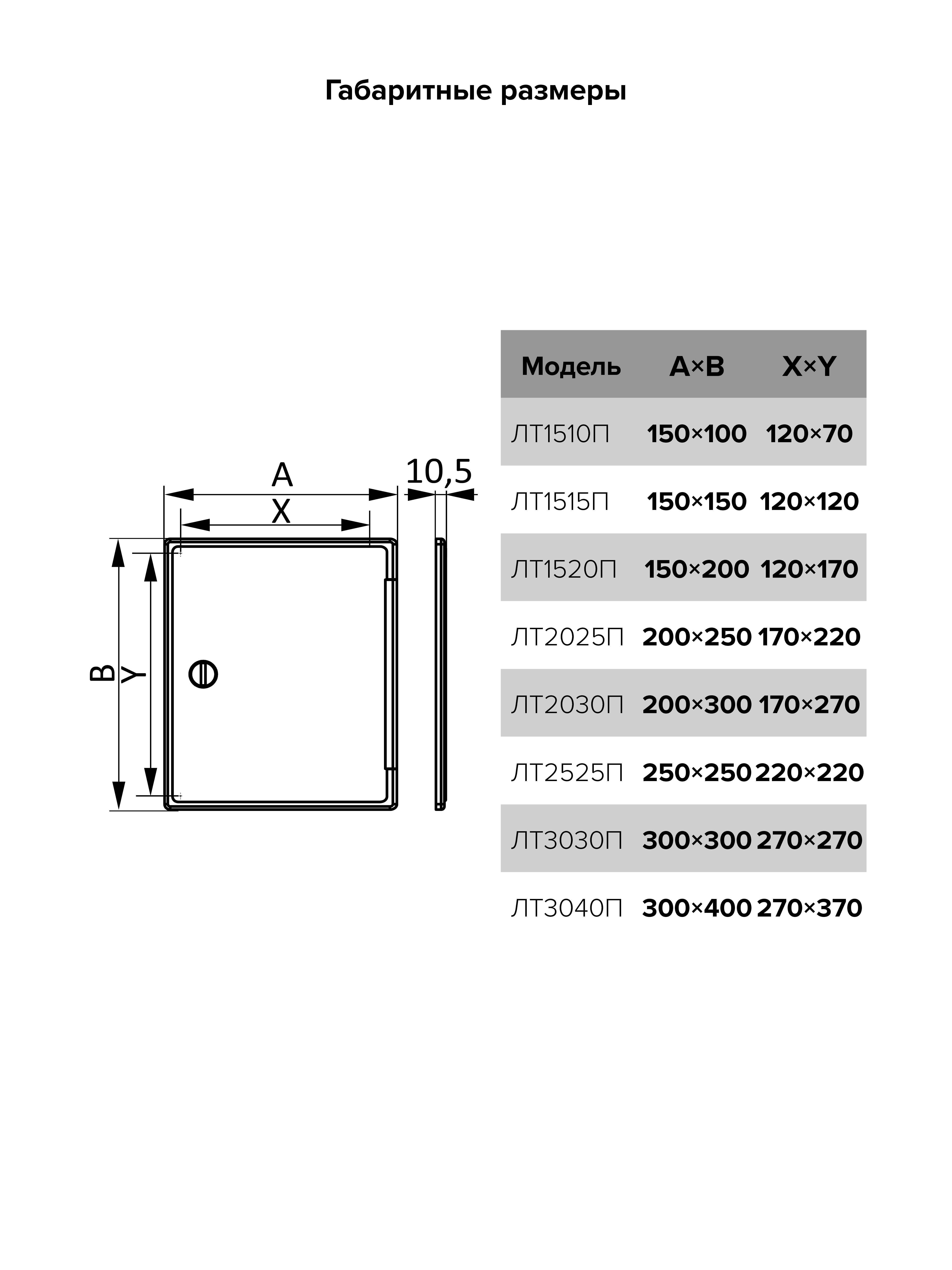 Люк-дверца ревизионная накладная с ручкой-задвижкой АБС 200х250 ЛТ2025П