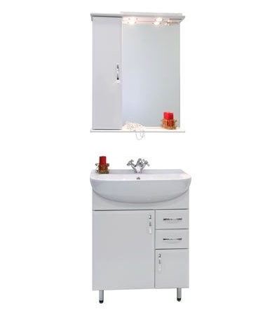 Лира 55 Зеркало+шкаф правое+свет, VOD-OK