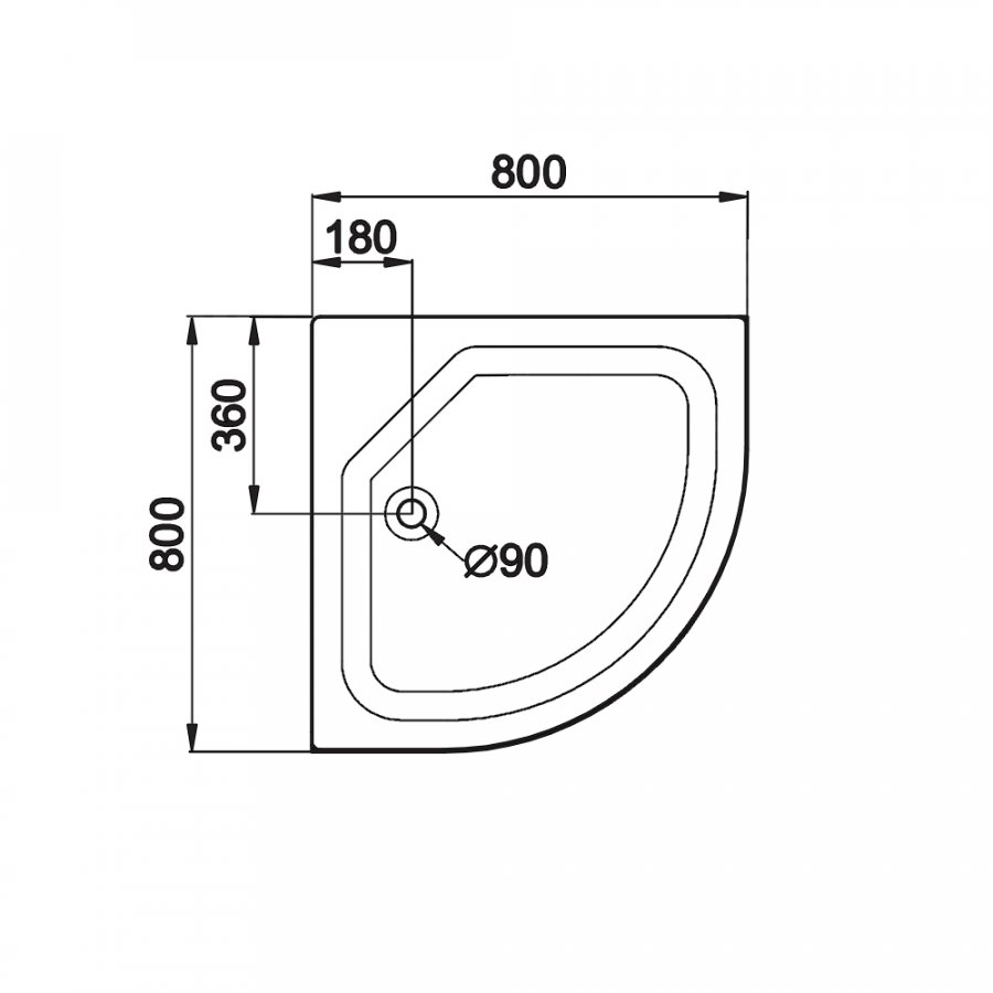 ТРИТОН ПД22 Поддон ДК 1/4 круга, низкий 80х80 в комплекте