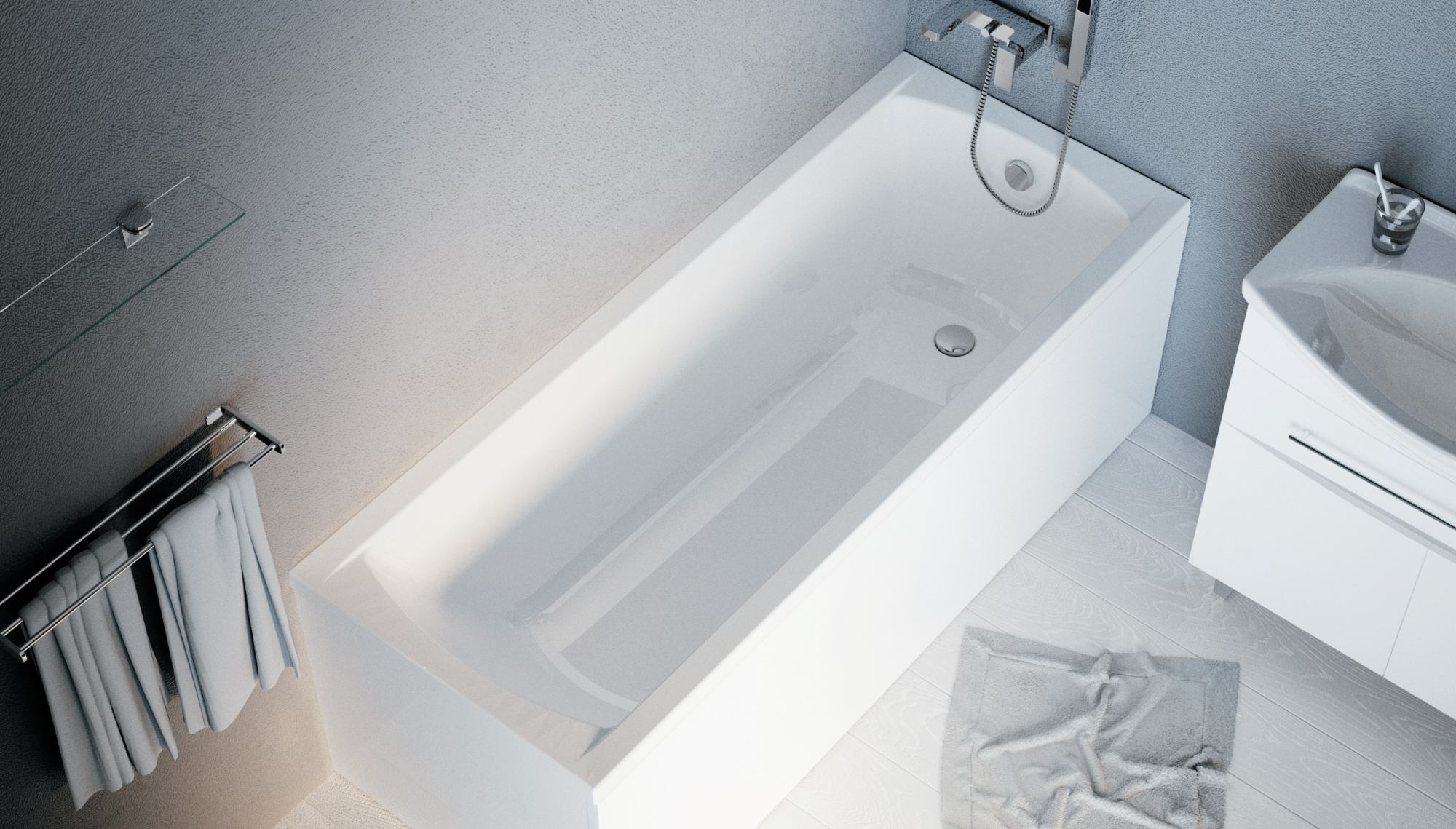 Ванна акрил 1MARKA MODERN 160 без каркаса, панели, сифона