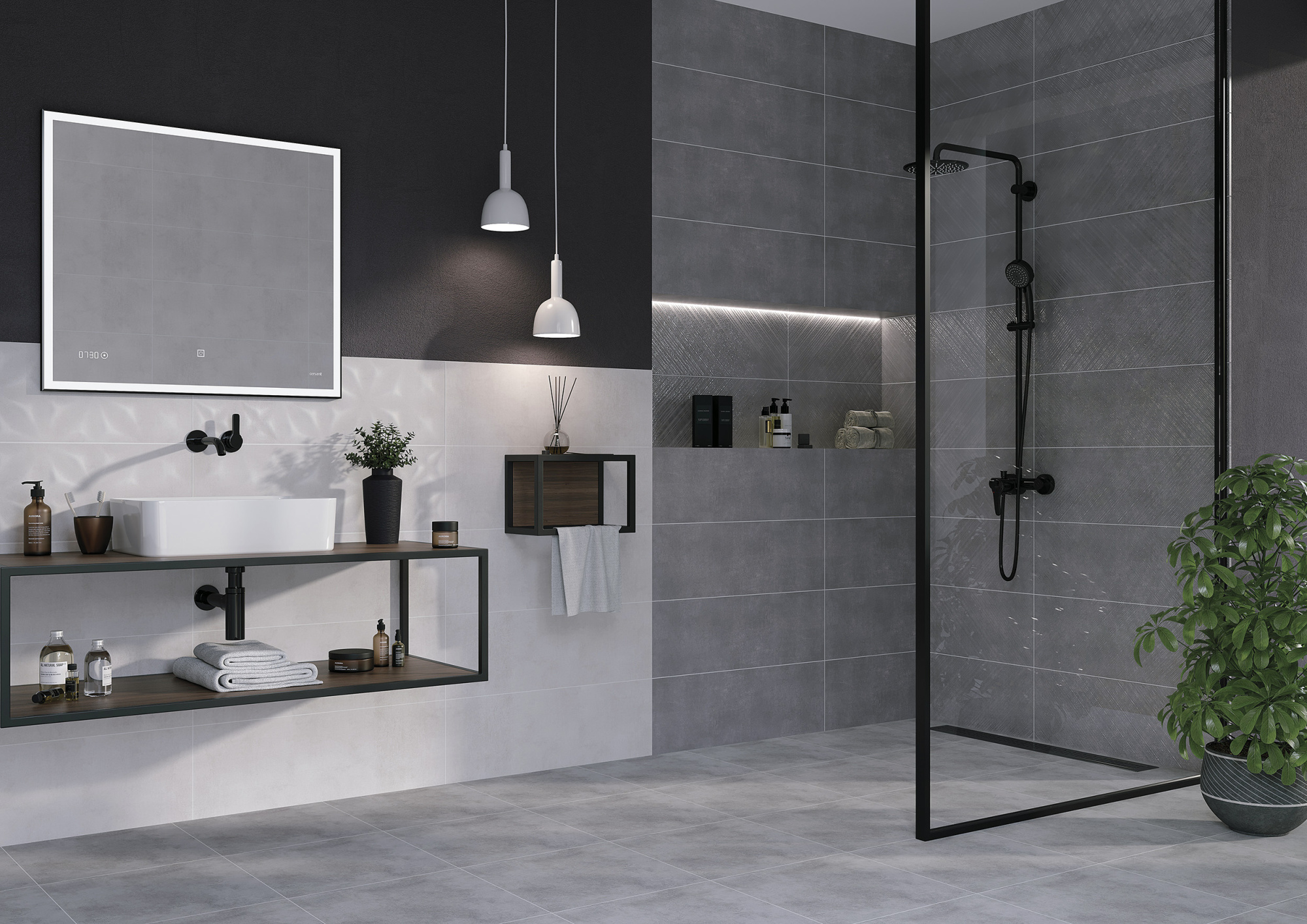 Зеркало Cersanit LED 011 design 80x70 с подсветкой часы металл. рамка прямоугольное