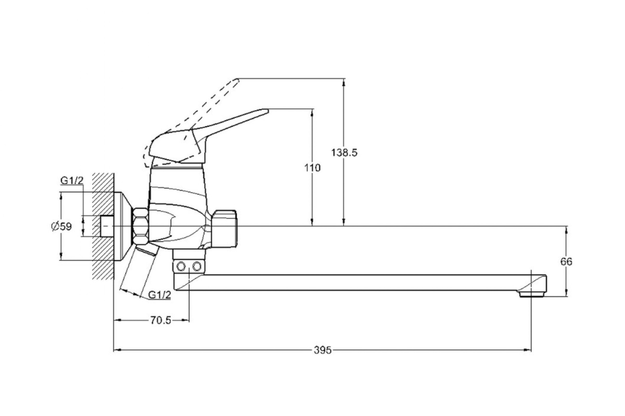 Смеситель для ванны с душем G-lauf KLO7-A048 (1/2; керам.;длин.