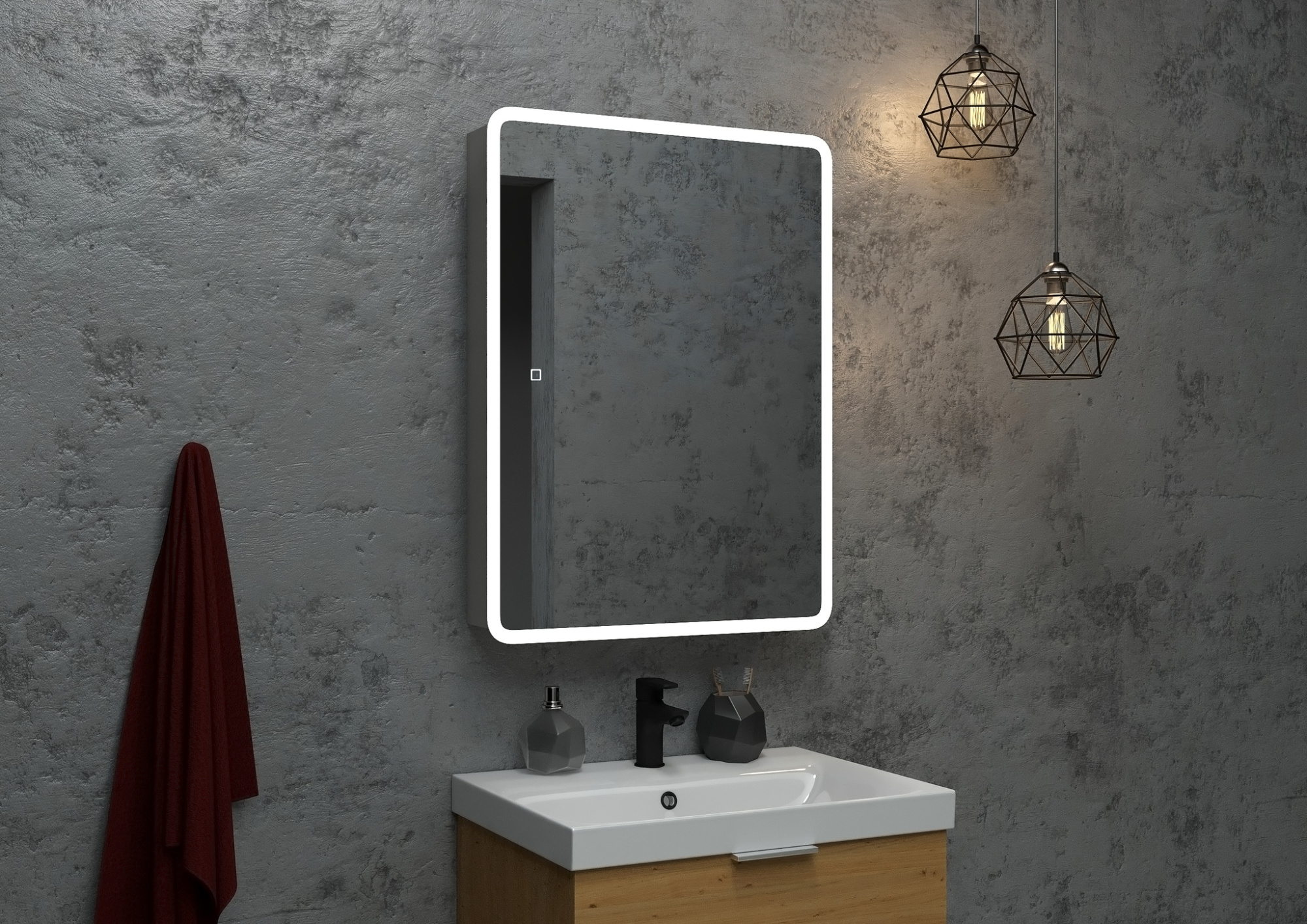 Зеркало-шкаф Emotion LED 500х800 универсальная установка, сенсор