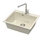 Мойка гляцевая Кариба Z44Q2(бежевый) 595x515x215, БЕЗ СИФОНА Granit MARR BERGG